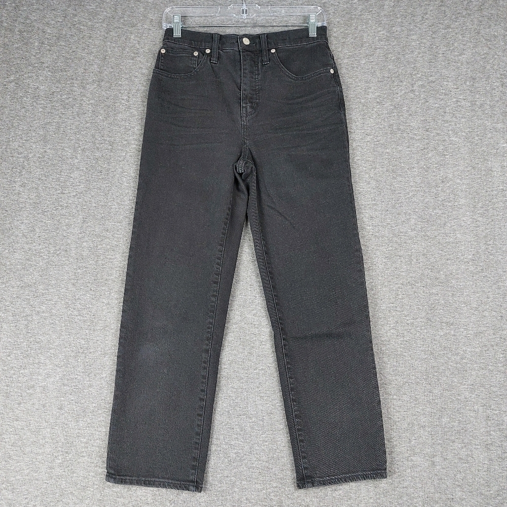 MADEWELL JEANS WOMENS BLACK CLASSIC STRAIGHT LEG MINIMALIST DENIM PANTS SIZE 26